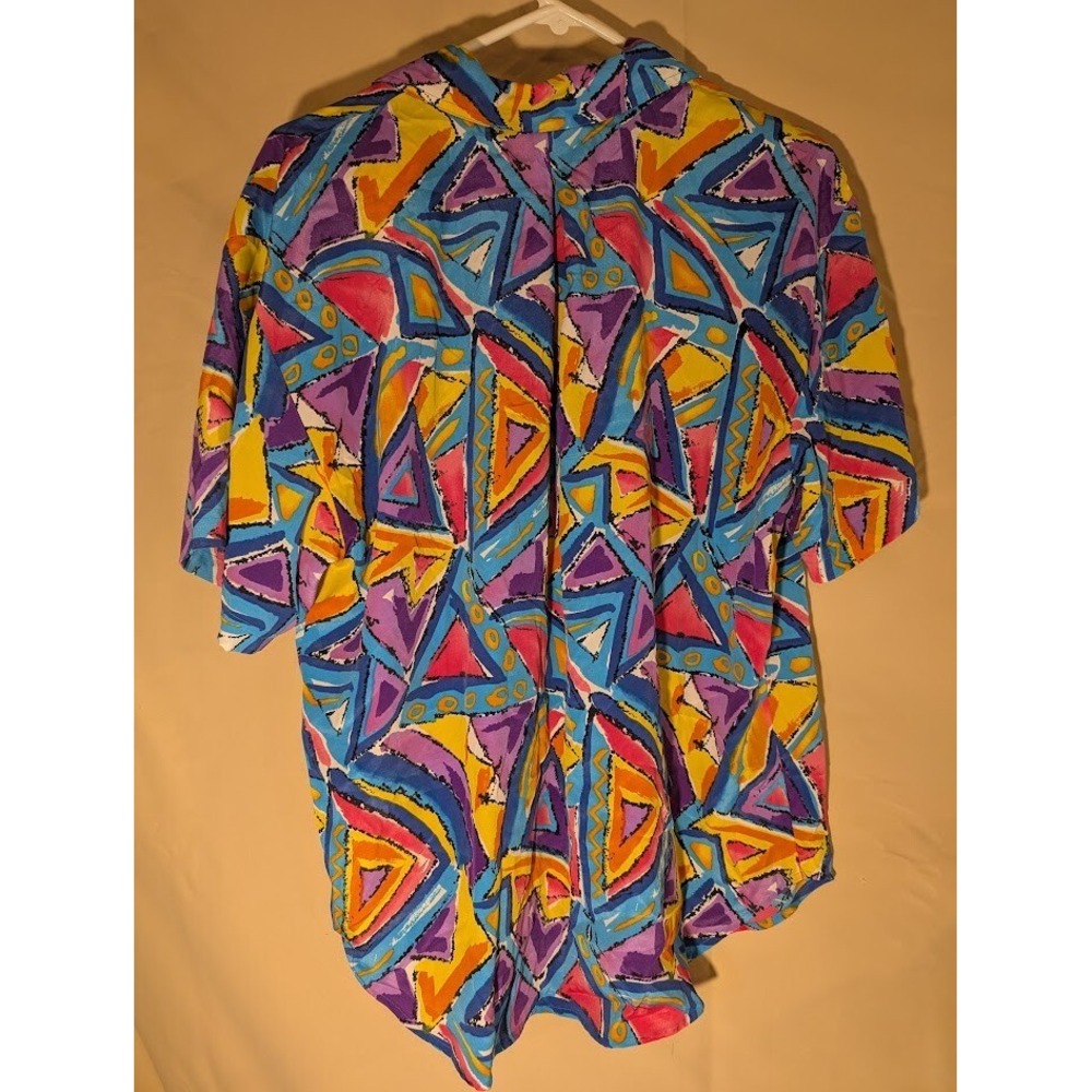 Vintage Tess Shirt Women's 10 Short Sleeve‎ Geometric Print Made Hong Kong - Picture 2 of 3